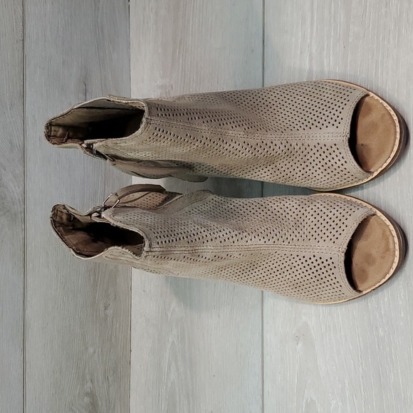 Toms Women Majorca Ankle Leather Heels Open Peep Toe shoes boots sz 7 - Picture 4 of 11